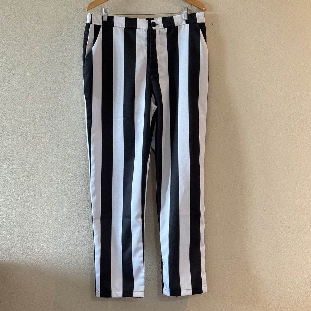 Spirit Beetlejuice Black White Striped Costume Pants Adult L Movie Halloween L